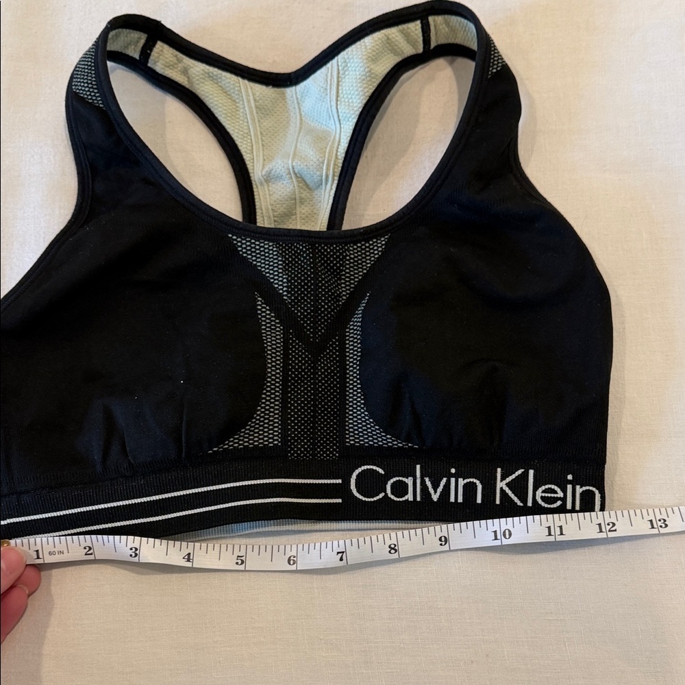Calvin Klein Logo Band Sports Bra Racerback Gray Green Athleisure Size S - Picture 8 of 8